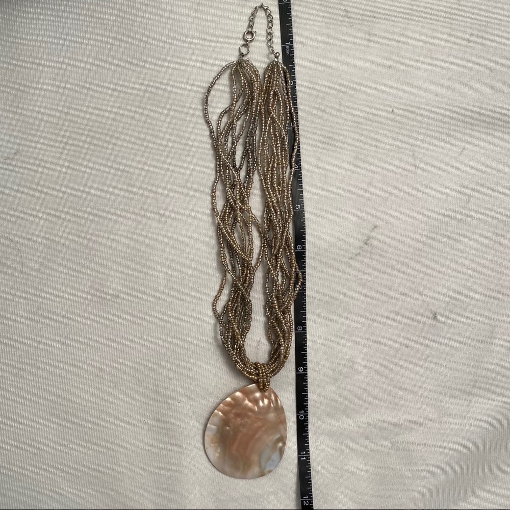 Silvery Gray Multi-Strand Beaded Shell Statement … - image 3